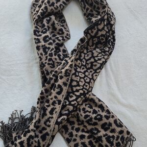 Banana Republic Black and Tan Animal Print Scarf
